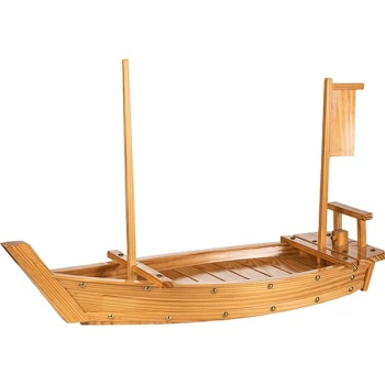 Блюдо «Корабль»; дерево,сталь; H=48.5,L=75,B=26.5см; бежев.