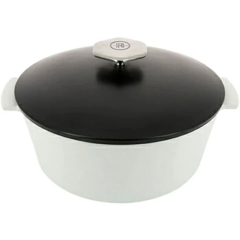 Кастрюля для запекания крышкой; керамика; 3.4л; D=26,H=14.5см; белый,черный