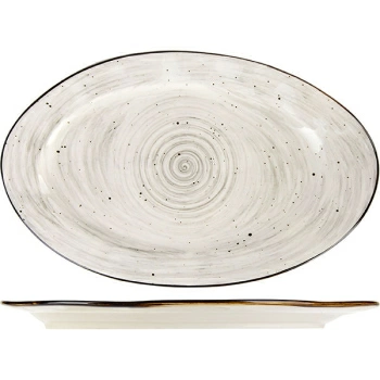 Блюдо овал. «Пастораль»; фарфор; H=2.3,L=32.5,B=20.5см; серый