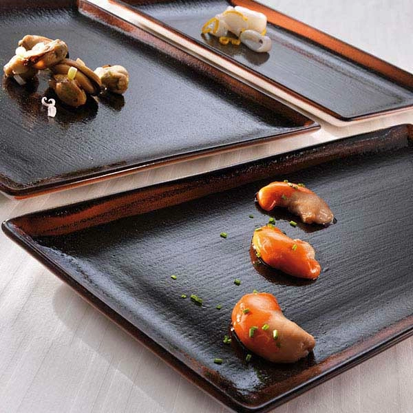 Блюдо прямоугольное «Кото»; фарфор; L=27,B=16.5см; черный,коричнев.