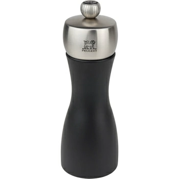 Мельница для перца метал.мех.; дерево,сталь нерж.; D=5.2,H=15см; черный