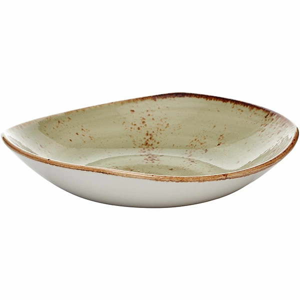 Тарелка глубокая «Крафт»; фарфор; 500мл; H=3.5,L=21,B=19.5см; зелен.