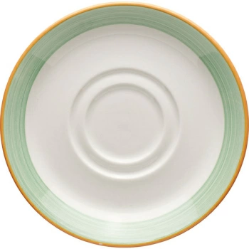 Блюдце «Рио Грин»; фарфор; D=16.5,H=1.8см; белый,зелен.