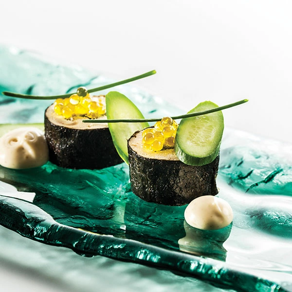 Блюдо «Море»; стекло; L=28,B=15см; зелен.