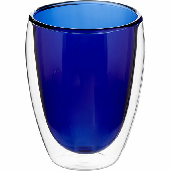 Бокал двойные стенки «Проотель»; термост.стекло; 350мл; D=85мм; синий