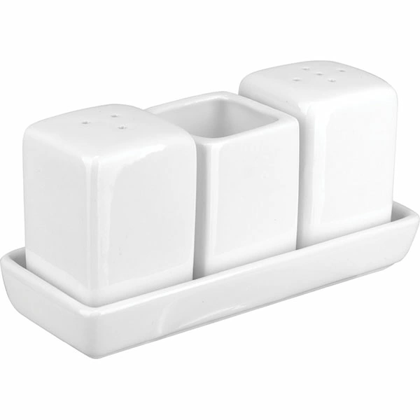 Набор для специй 3 предм. на подставке «Кунстверк»; фарфор; H=67мм; белый