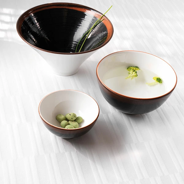 Салатник «Кото»; фарфор; 430мл; D=12.5,H=7см; черный,коричнев.