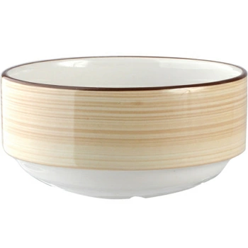 Бульон.чашка б/ручек «Чино»; фарфор; 285мл; D=11,H=6см; белый,бежев.