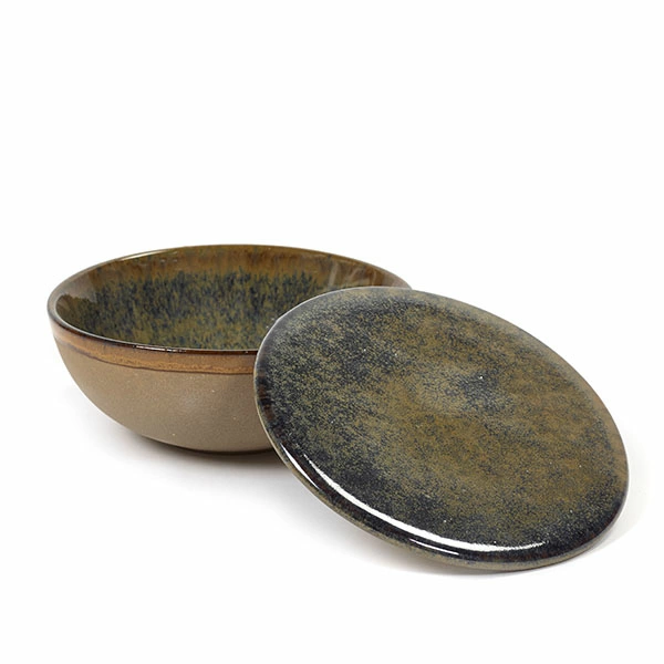 Салатник с крышкой «Серфис»; керамика; D=13,H=5см; сизый