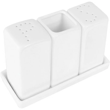 Набор для специй 3 предм. на подставке «Кунстверк»; фарфор; H=90,L=140,B=55мм; белый