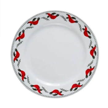 Тарелка Мезень Классик Гуси Д=190 мм фарфор белый