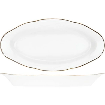 Селедочница «Голубка»; фарфор; L=25,B=12.5см; белый,золотой