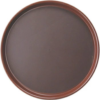 Поднос круглый; полипроп.,прорезин.; D=35.6,H=2.5см; коричнев.