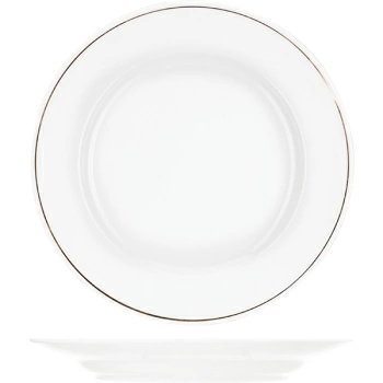 Тарелка мелкая «Идиллия»; фарфор; D=26.5,H=3.4см; белый,золотой