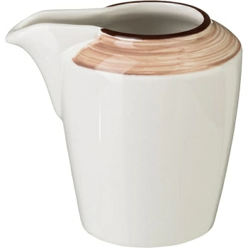 Молочник «Чино»; фарфор; 70мл; H=6.8,L=7.4см; белый,бежев.