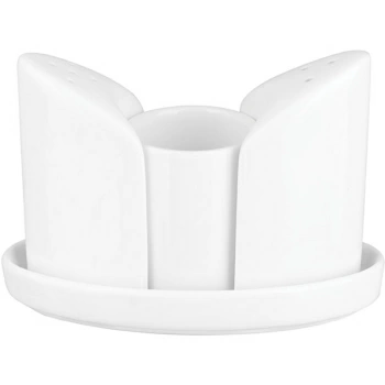 Набор для специй 3 пр-та на подставке; фарфор; белый