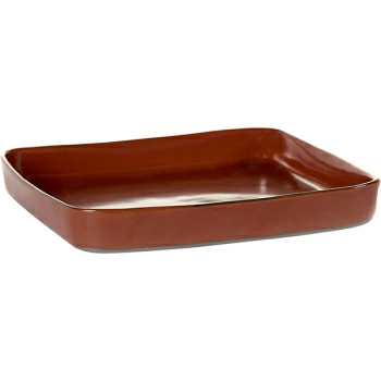 Блюдо квадр.; керамика; H=2.4,L=18,B=18см; коричнев.