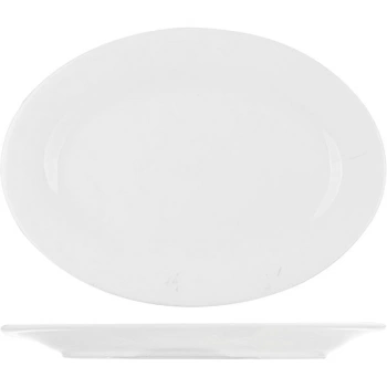 Блюдо овальное «Коллаж»; фарфор; L=25,B=18см; белый