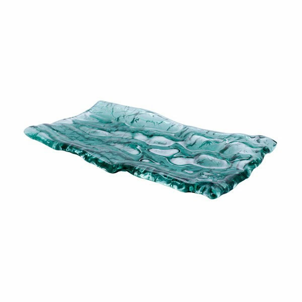 Блюдо «Море»; стекло; L=28,B=15см; зелен.