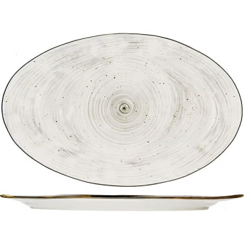 Блюдо овал. «Пастораль»; фарфор; H=2.5,L=40.5,B=25.5см; серый