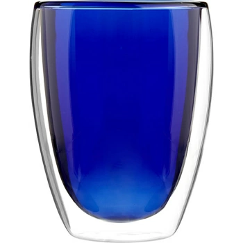 Бокал двойные стенки «Проотель»; термост.стекло; 350мл; D=85мм; синий