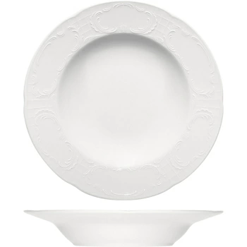 Тарелка глубокая «Моцарт»; фарфор; D=23,H=9см; белый