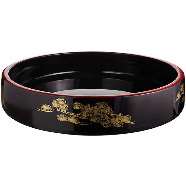 Блюдо-барабан для суши; пластик; D=30.5,H=6см; черный,желт.