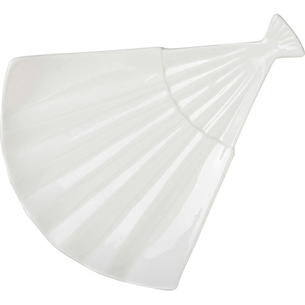 Блюдо-веер на ножках «Кунстверк»; фарфор; H=4,L=26.5,B=23см; белый