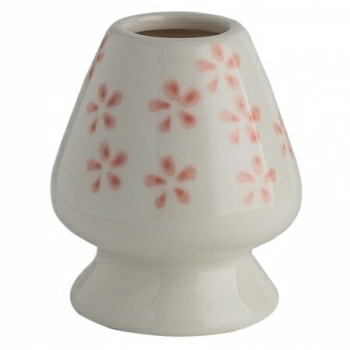 Подставка для бамбукового венчика Guang Fu Tea белая с цветами