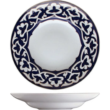 Тарелка глубокая «Восток Голд»; фарфор; 450мл; D=29.5,H=5.5см; синий,золотой