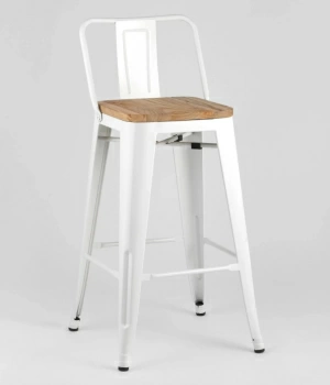 Стул полубарный TOLIX WOOD со спинкой белый глянцевый