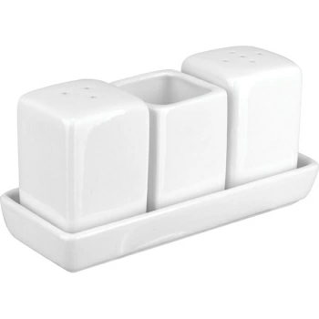 Набор для специй 3 предм. на подставке «Кунстверк»; фарфор; H=67мм; белый