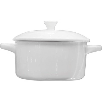 Горшок для запекания с крышкой «Кунстверк»; фарфор; 425мл; D=16.5см; белый
