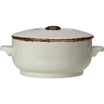 Бульонная чашка с крышкой «Браун дэппл»; фарфор; 425мл; белый,коричнев.