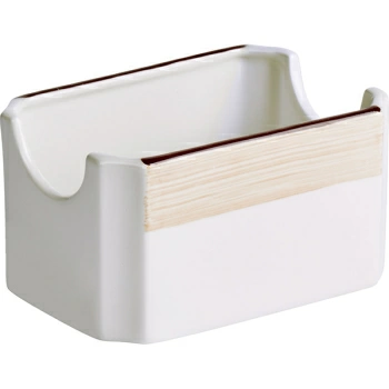 Емкость для пакетиков сахара «Чино»; фарфор; 150мл; H=5.6,L=10.2,B=7см; белый,бежев.