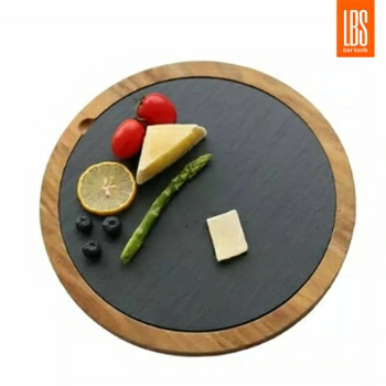 Блюдо для подачи LBS 30 см сланец на дереве от магазина ligabarshop.ru