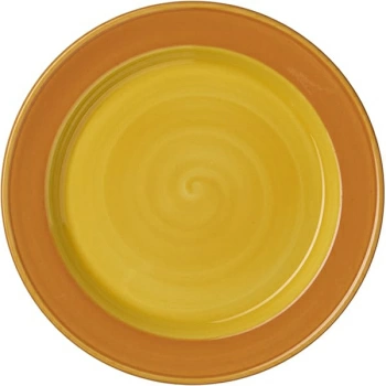 Тарелка мелкая «Фридом-Слимлайн»; фарфор; D=16см; белый,желт.