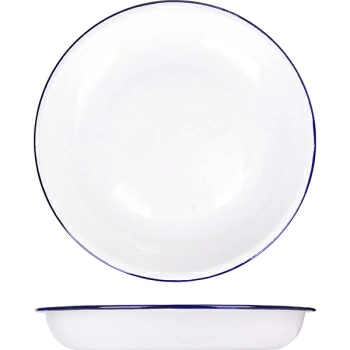 Тарелка глуб. эмалиров.; сталь; D=21.5см; белый,синий