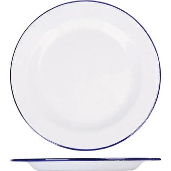 Тарелка мелкая эмалиров.; сталь; D=20см; белый,синий