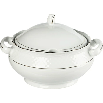 Фото Супница «Афродита»; фарфор; 2.7л; D=29,H=19см; белый,золотой Супница «Афродита»; фарфор; 2.7л; D=29,H=19см; белый,золотой