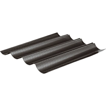 Форма для выпечки багетов перф.; сталь; H=2.5,L=38,B=33см; черный