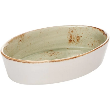 Форма для запек.овал. «Крафт»; фарфор; H=4.5,L=21.5,B=14см; зелен.