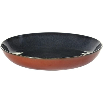 Блюдо глубокое; керамика; D=23.5,H=4.5см; синий,коричнев.