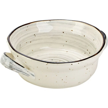 Блюдо для запек. с ручк. «Пастораль»; фарфор; 550мл; D=15.3,H=55,L=19.6см; серый