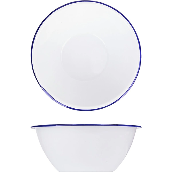 Салатник эмалиров.; сталь; 900мл; D=17,H=6.5см; белый,синий