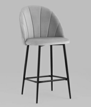 Стул полубарный Логан велюр светло-серый