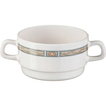 Бульонная чашка «Каррарэ»; стекло; 320мл; D=10,H=5.5,L=15см; бежев.,песочн.