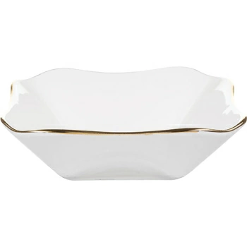 Салатник квадратный; фарфор; H=4,L=13.5,B=13.5см; белый,золотой