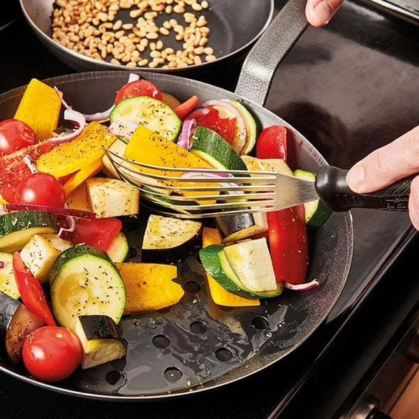 Сковорода; голуб.сталь; D=24,H=5,L=44см; серый