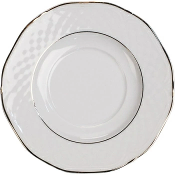 Блюдце «Афродита»; фарфор; D=17,H=1.8см; белый,золотой